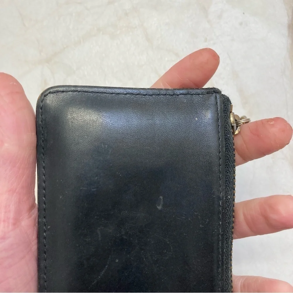 Coach black leather vintage keyring cardholder